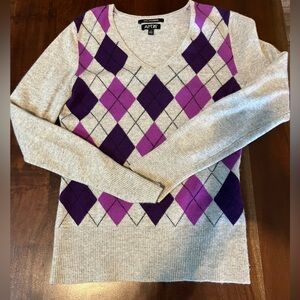 Apt. 9 Cashmere Sweater in Gray and Purple